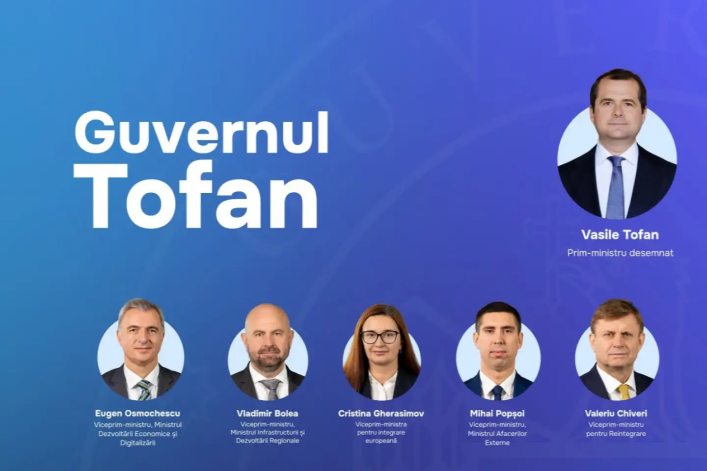 Premierul desemnat Vasile Tofan prezintă echipa de guvernare