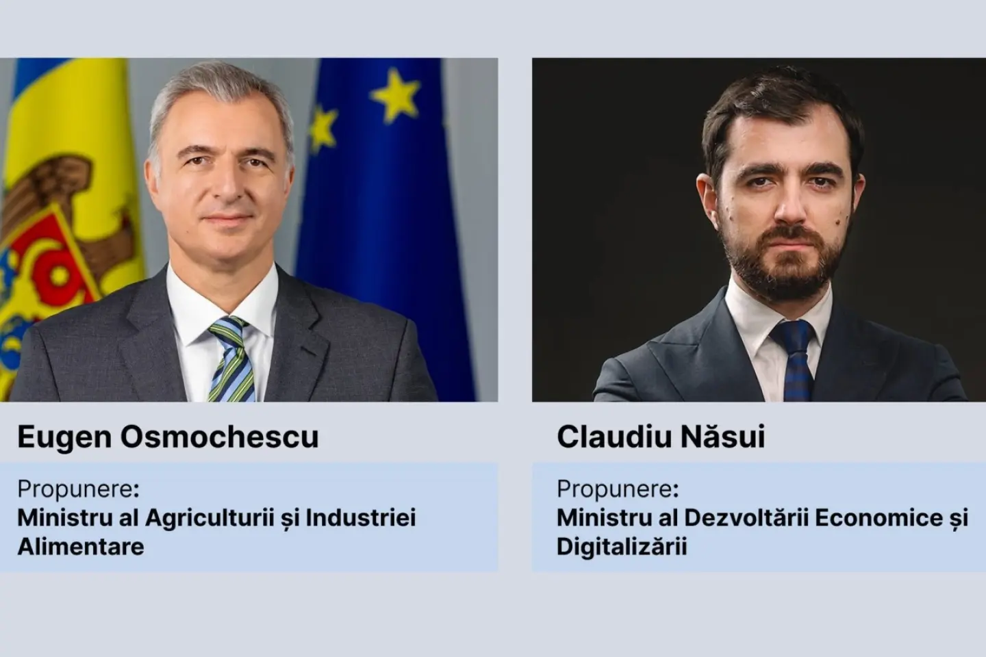 Premierul Vasile Tofan anunță modificări în componența Guvernului: Eugen Osmochescu - la Agricultură și Claudiu Năsui - la Economie