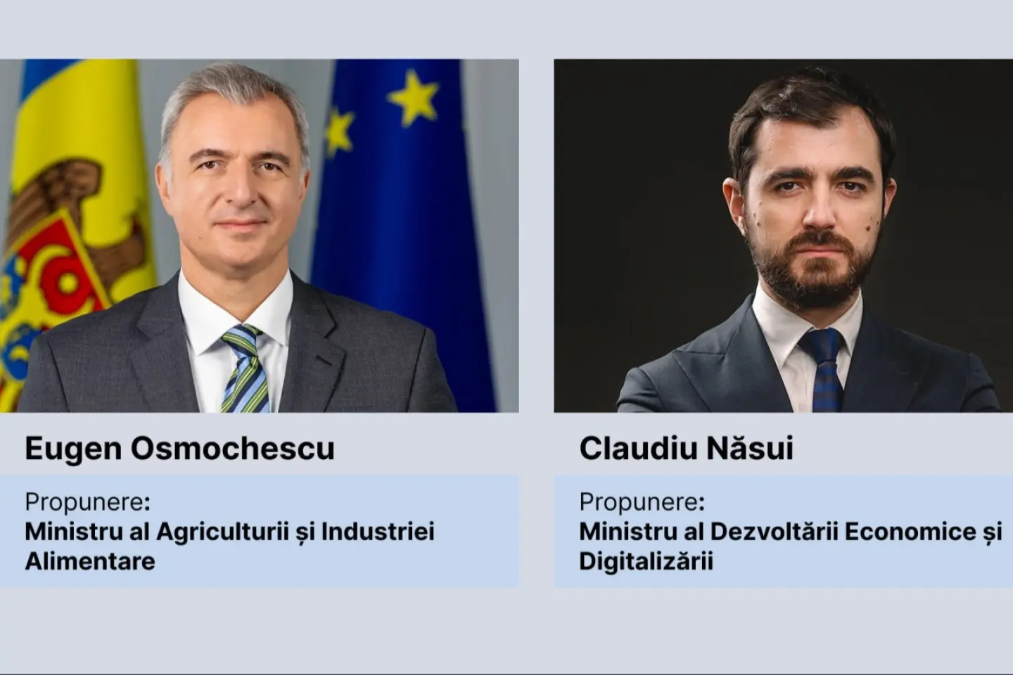 Eugeniu Osmochescu și Claudiu Năsui, propuși pentru funcțiile de miniștri ai Agriculturii și Economiei, vor depune jurămintele vineri